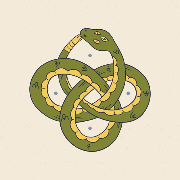 Ilustración de ouroboros de diseño plano