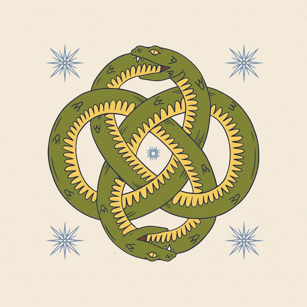 Ilustración de ouroboros de diseño plano
