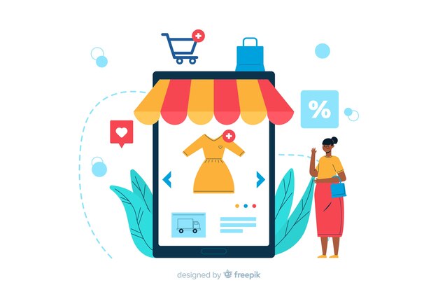 Ilustración de página de aterrizaje de compras en línea