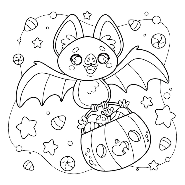 Ilustración de página para colorear de celebración de Halloween