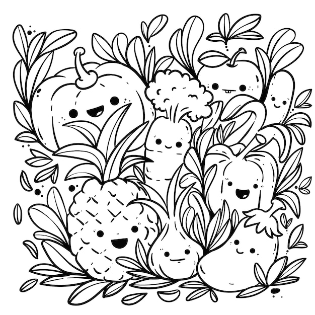 Ilustración de página de colorear dibujada a mano