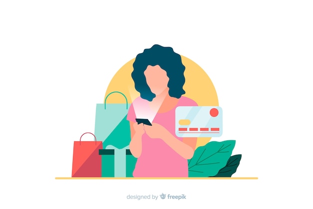 Vector gratuito ilustración para la página de destino con el concepto de compras en línea