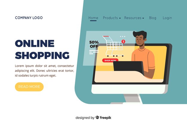 Ilustración para la página de destino con el concepto de compras en línea