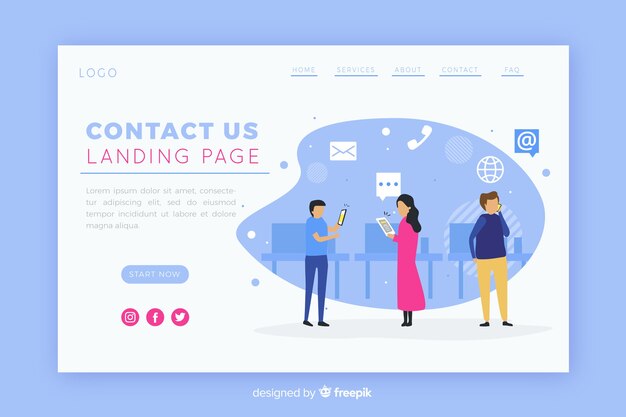 Ilustración para la página de destino con el concepto de contacto.