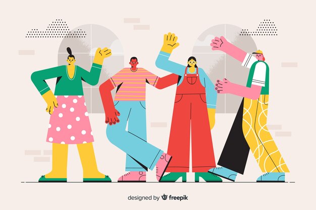 La ilustración de la página de destino cumple con el concepto de equipo