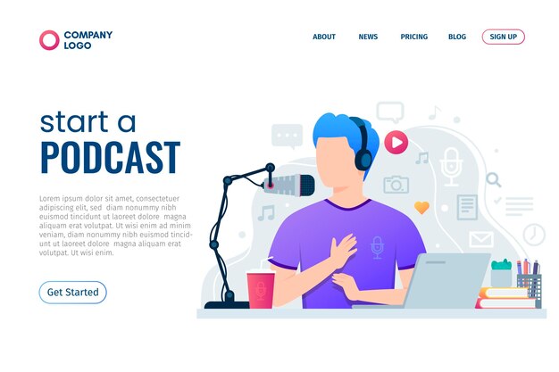 Ilustración de la página de inicio de podcast