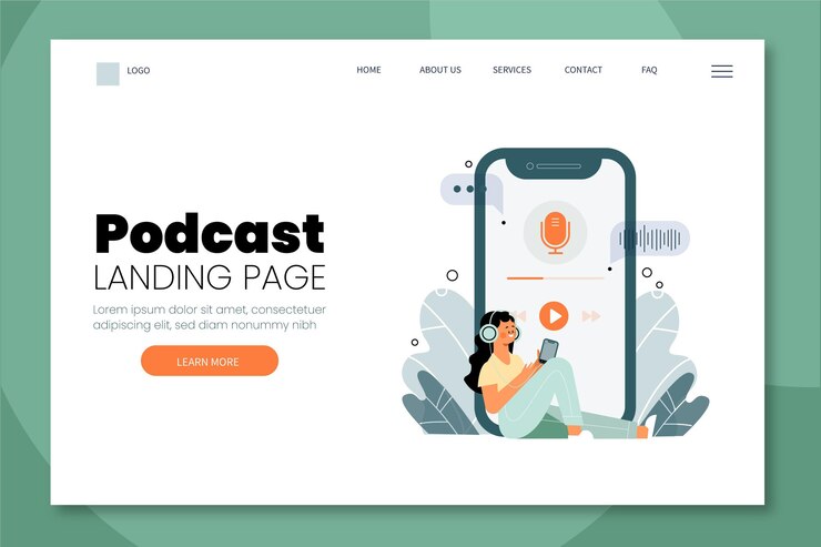 Vector gratuito ilustración de la página de inicio de podcast
