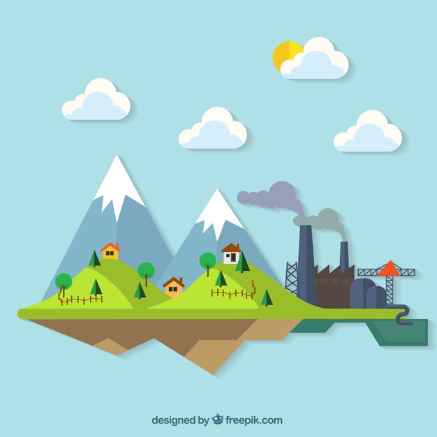 Ilustración de paisaje de campo colorido