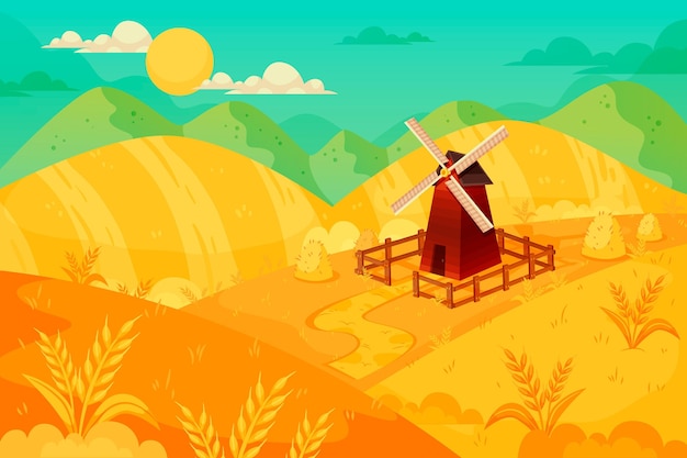 Vector gratuito ilustración de paisaje de campo