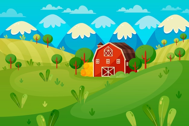 Vector gratuito ilustración de paisaje de campo