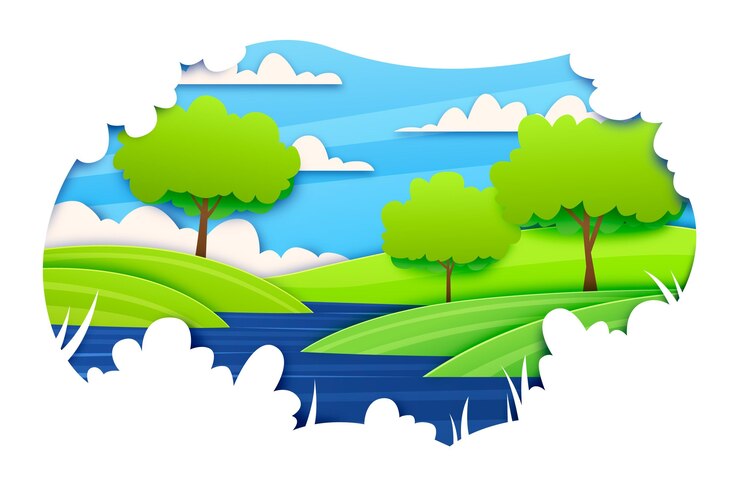 Vector gratuito ilustración de paisaje de estilo de papel
