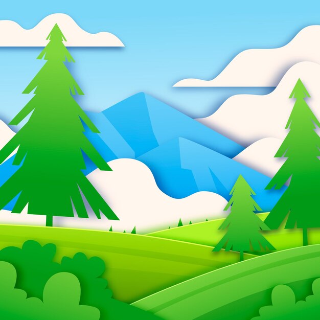 Ilustración de paisaje de estilo de papel