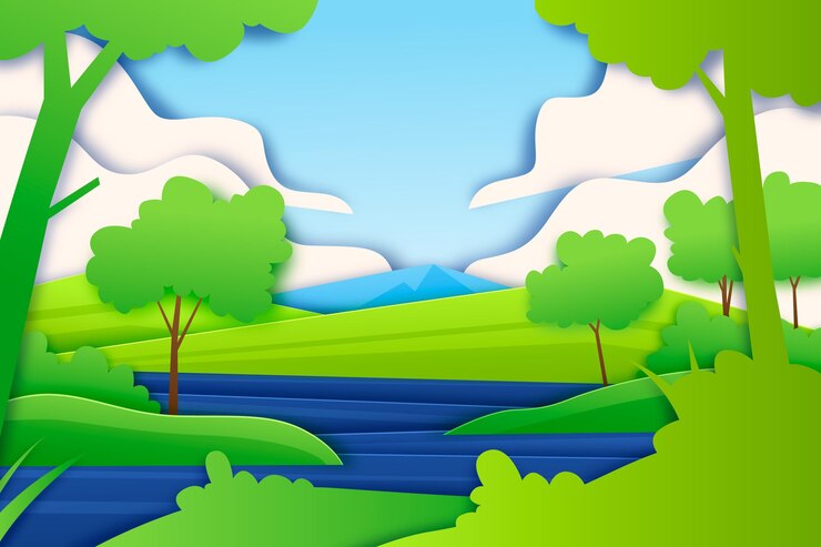 Vector gratuito ilustración de paisaje de estilo de papel