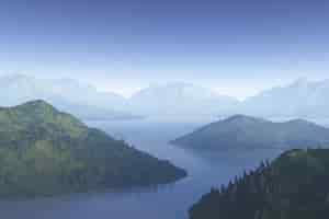 Vector gratuito ilustración de paisaje de montaña realista