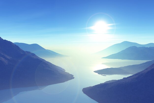 Ilustración de paisaje de montaña realista