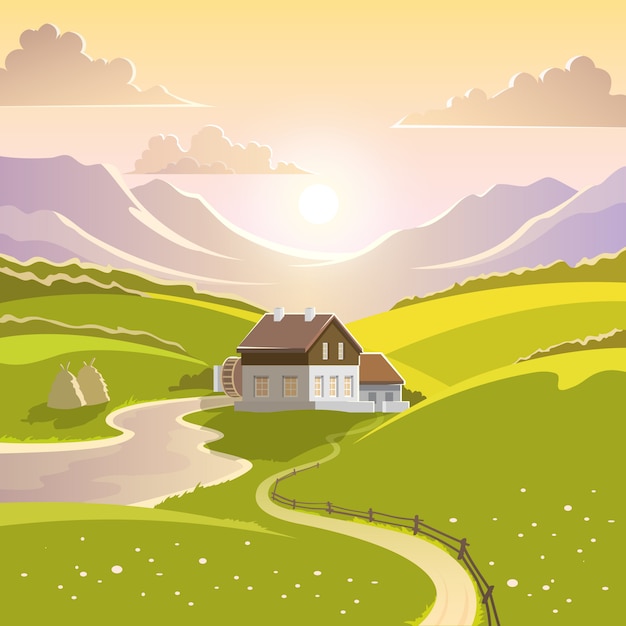 Vector gratuito ilustración del paisaje de montaña