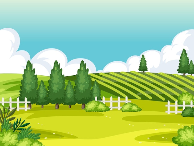 Vector gratuito ilustración de un paisaje rural soleado