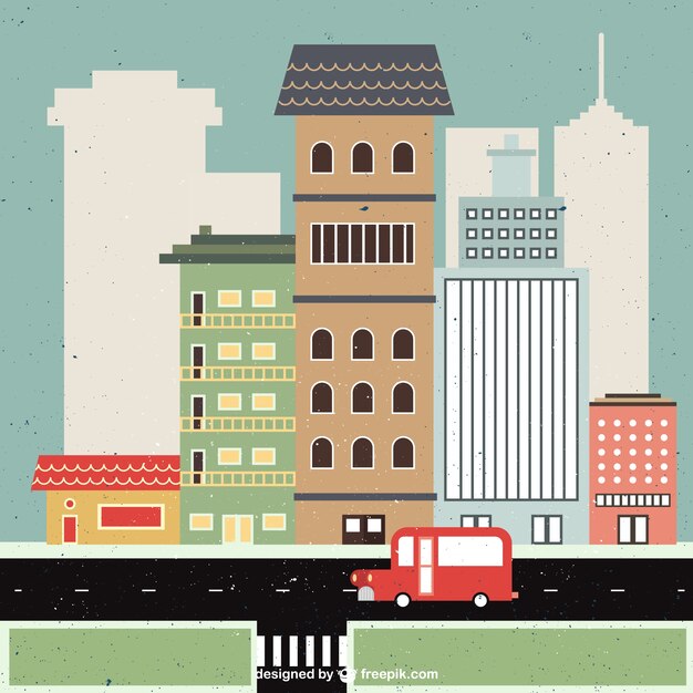 Ilustración de paisaje urbano plano