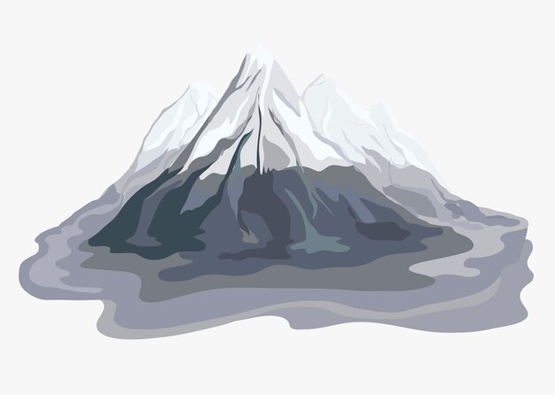 Ilustración de paisaje de vista de montaña pintado