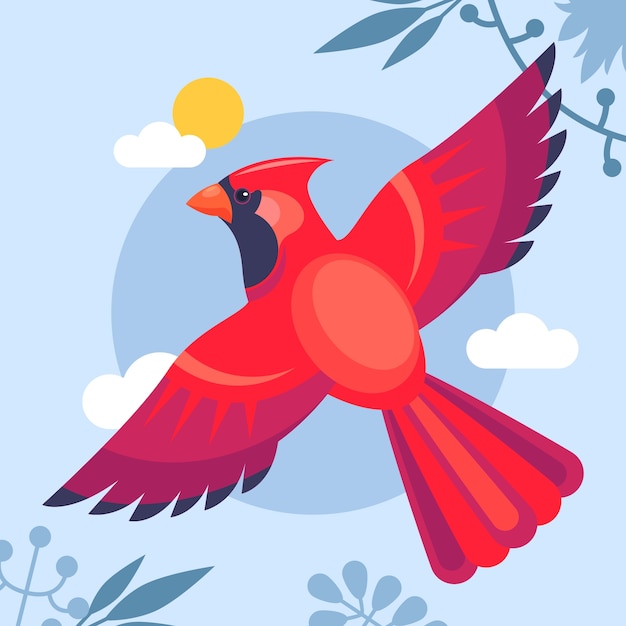 Ilustración de pájaro cardenal de diseño plano