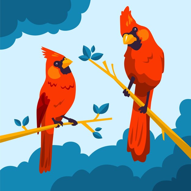 Ilustración de pájaro cardenal de diseño plano