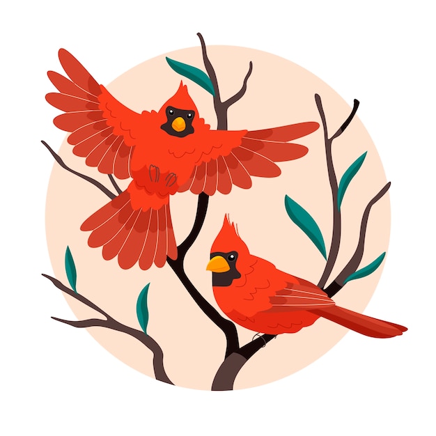 Ilustración de pájaro cardenal de diseño plano