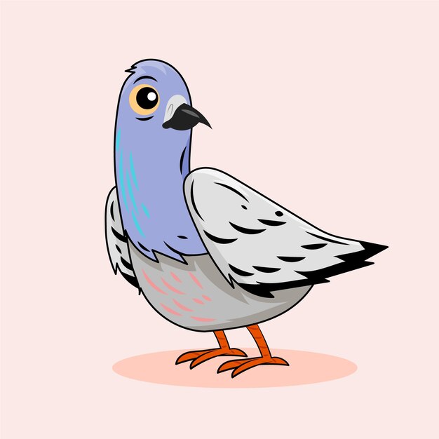 Ilustración de paloma de dibujos animados dibujados a mano