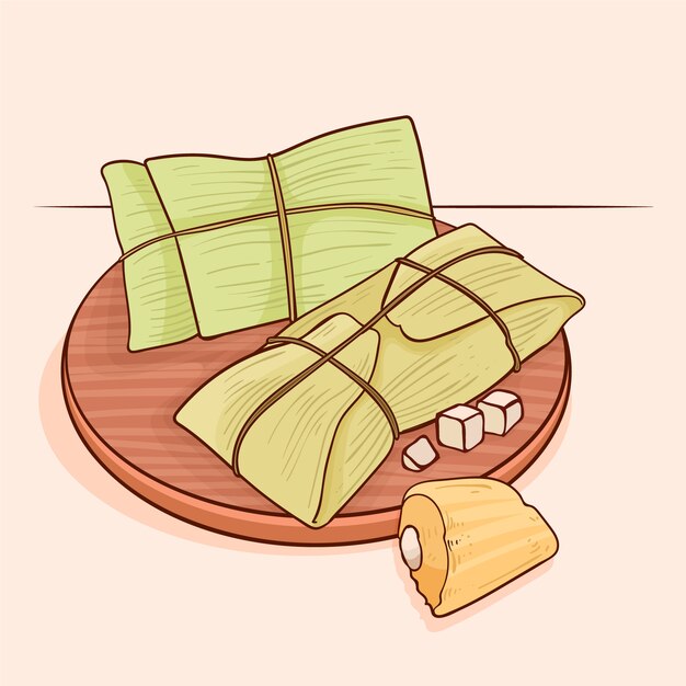 Ilustración de pamonha dibujada a mano