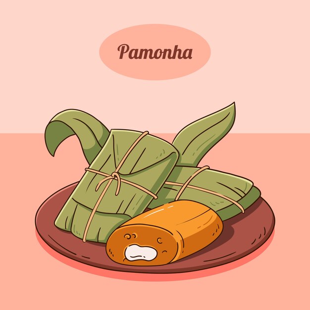 Ilustración de pamonha dibujada a mano