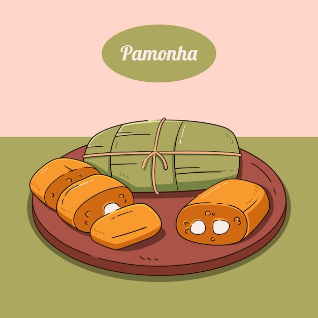 Ilustración de pamonha dibujada a mano