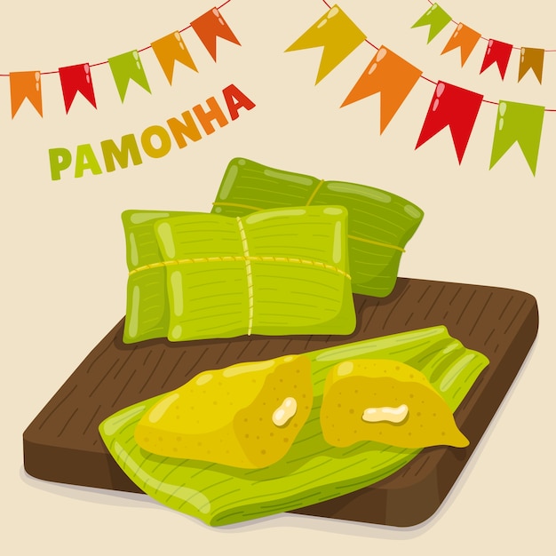 Ilustración de pamonha dibujada a mano