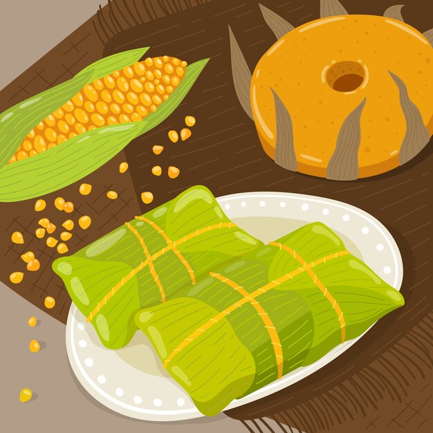 Ilustración de pamonha dibujada a mano