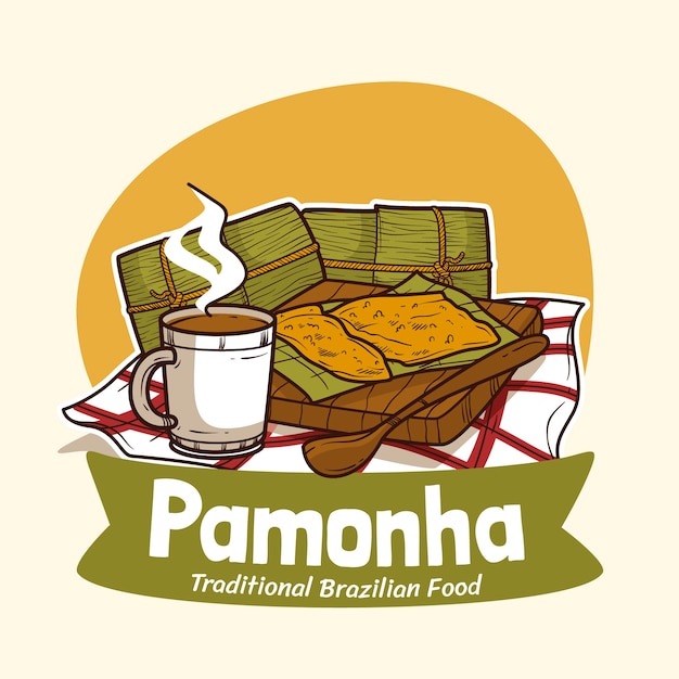 Ilustración de pamonha dibujada a mano