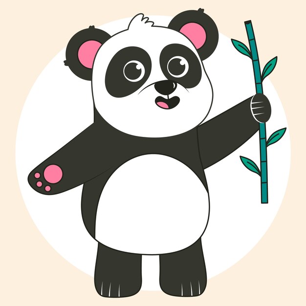 Ilustración de panda de dibujos animados dibujados a mano