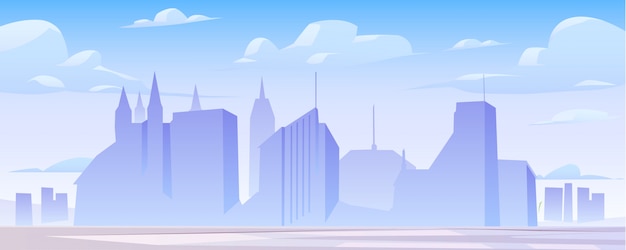 Vector gratuito ilustración panorámica del horizonte del edificio urbano