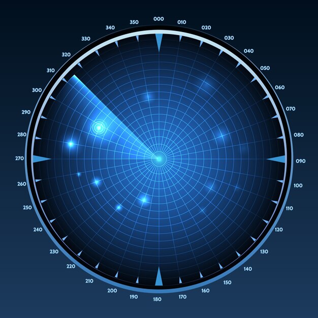 Ilustración de la pantalla de radar.