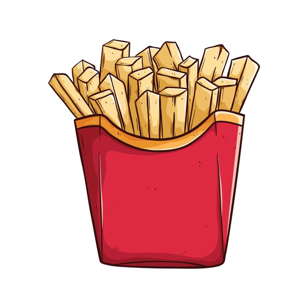 Download Papas fritas o papas fritas en caja de papel ilustración ...