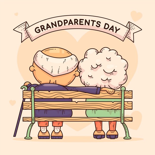 Ilustración de pareja de ancianos dibujada a mano