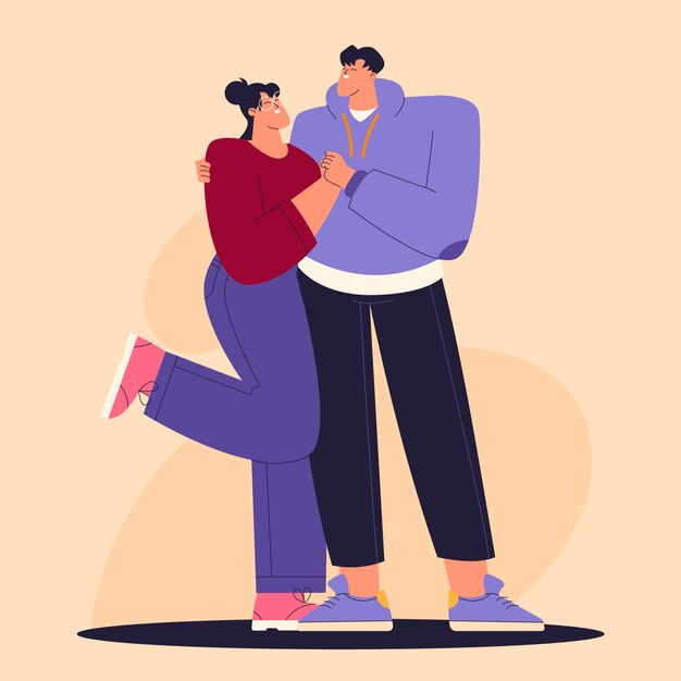 Ilustración de pareja asiática de diseño plano