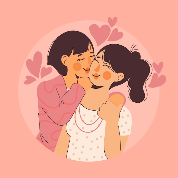 Vector gratuito ilustración de pareja de lesbianas plana orgánica