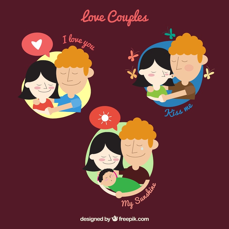 Vector gratuito ilustración de parejas de amor