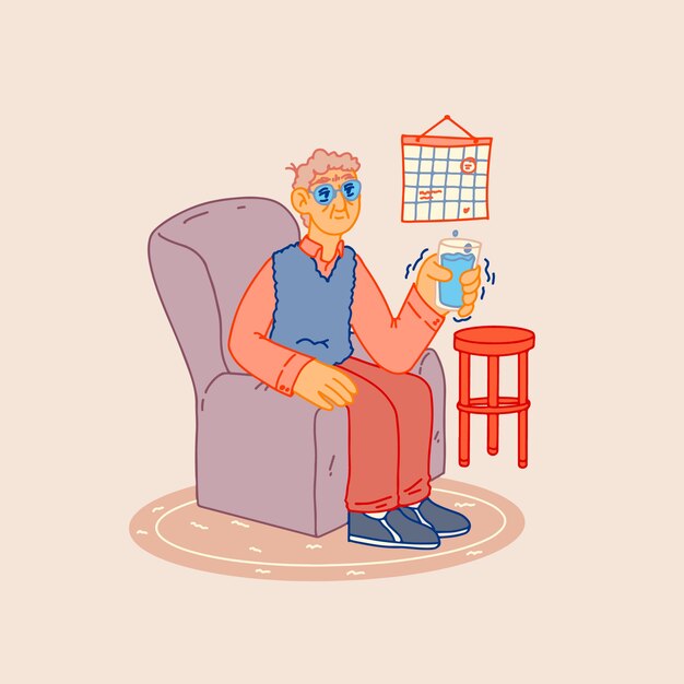 Ilustración de parkinson dibujada a mano
