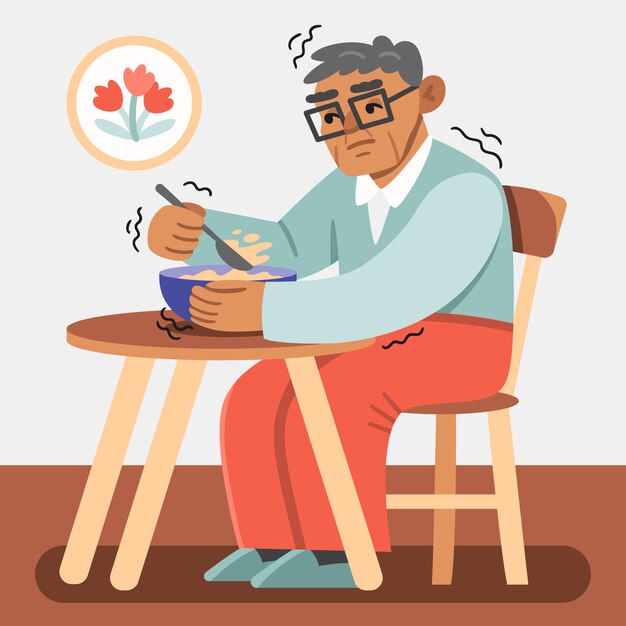 Ilustración de parkinson de diseño plano dibujado a mano