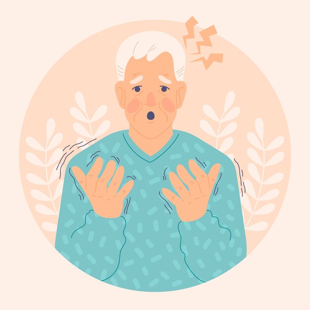 Ilustración de parkinson de diseño plano dibujado a mano
