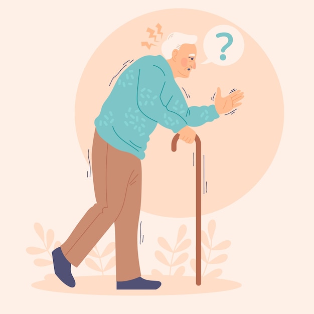 Ilustración de parkinson de diseño plano dibujado a mano