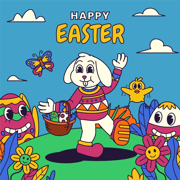 Ilustración de Pascua dibujada a mano