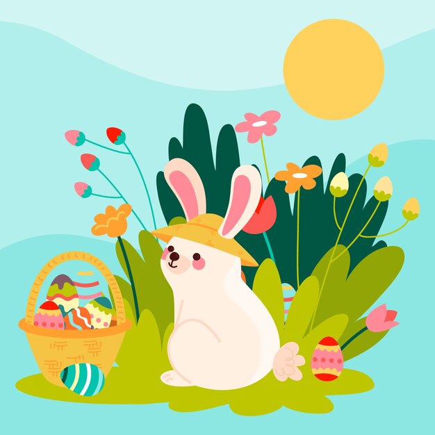 Ilustración de pascua plana dibujada a mano