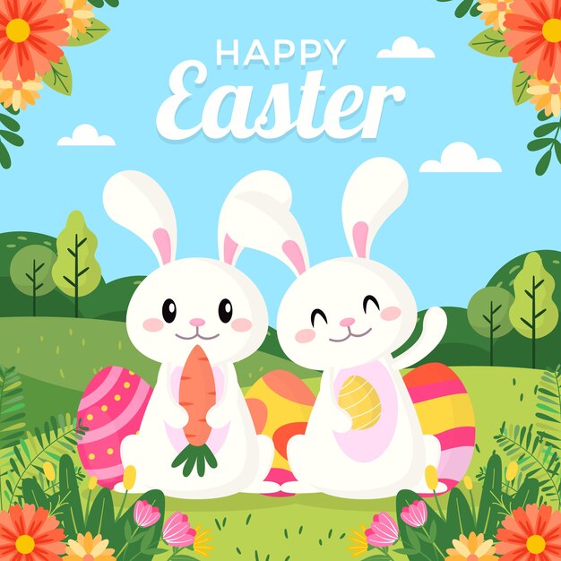 Ilustración de pascua plana dibujada a mano