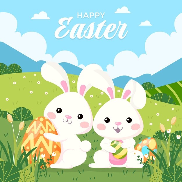 Ilustración de pascua plana dibujada a mano