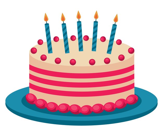 Ilustración de pastel de cumpleaños sobre blanco
